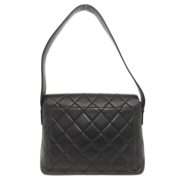 CHANEL Handbags - CHANEL Black Lambskin Leather Shoulder Bag